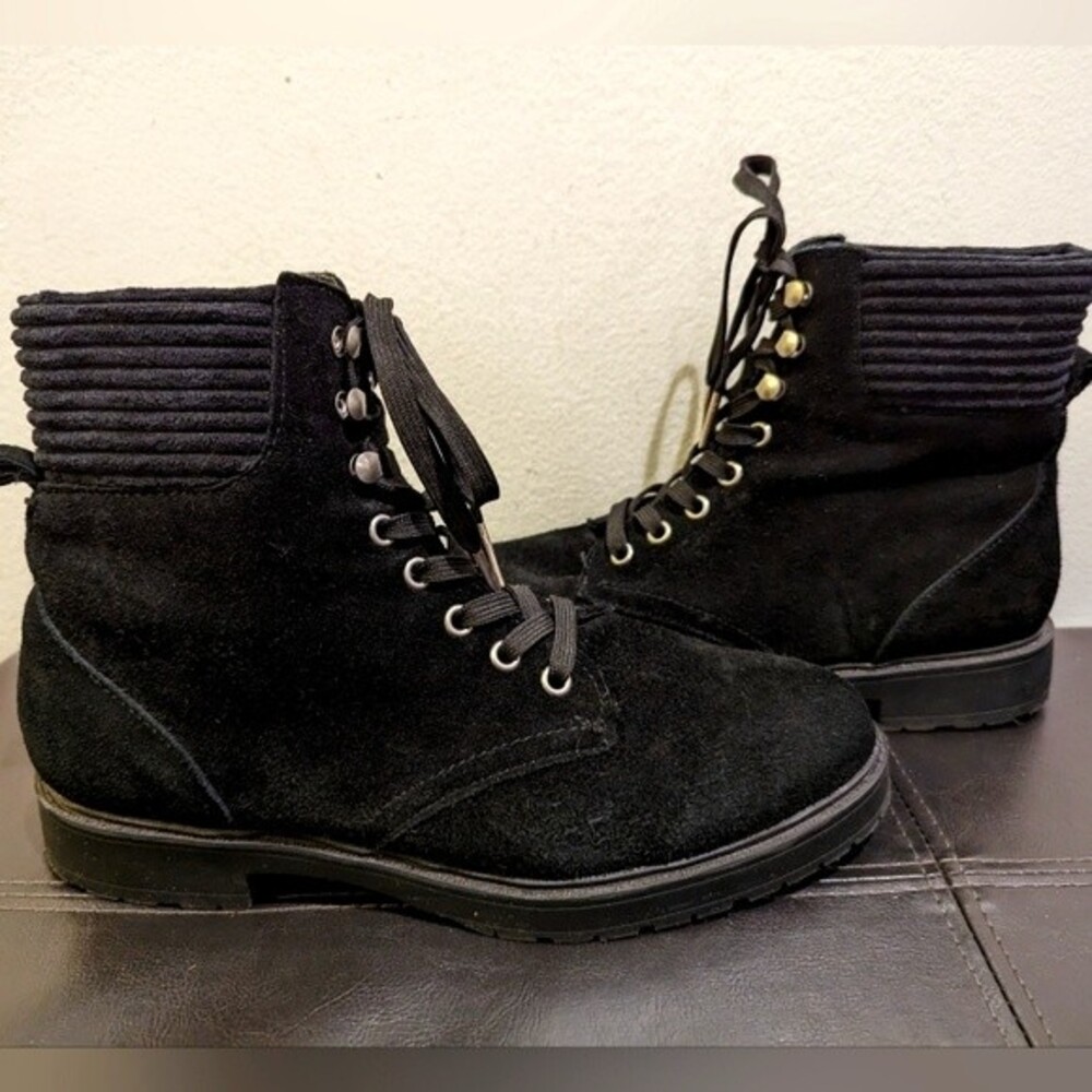 Splendid Sloane Black Genuine Suede Lace Up Ankle Boot Booties Size 9
